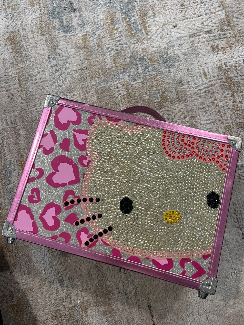 Sanrio Hello Kitty Special Edition Cosmetic Makeup Travel Hard Case Rhinestones